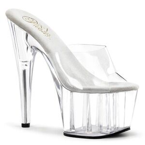 PLEASER Clear stiletto platform heels